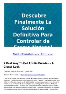 # Best Way To Get Artritis Curada - - A Closer Look