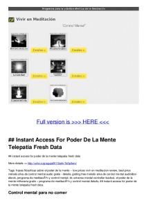 ## Instant Access For Poder De La Mente Telepatia Fresh Data