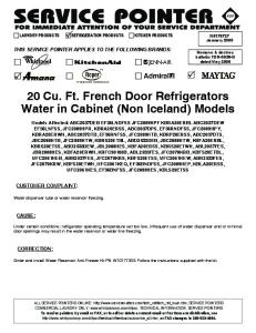 20 cu. ft. french door refrigerators Water in cabinet (non iceland)