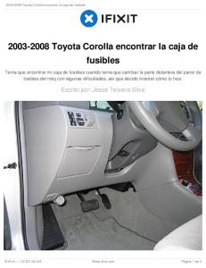 2003-2008 Toyota Corolla encontrar la caja de fusibles
