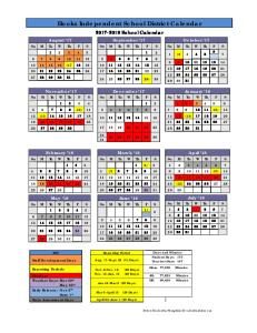 2017-18 Yearly School Calendar - CalendarLabs.com - Hooks ISD