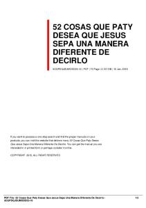 52 cosas que paty desea que jesus sepa una manera diferente de