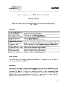 Acta resultados de la primera etapa del comité de coproducciones 2014