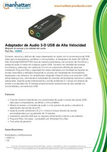 Adaptador de Audio 3-D USB de Alta Velocidad - Manhattan Products