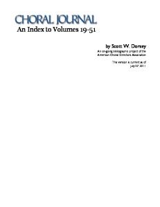 An Index to Volumes 19-51 - American Choral Directors Association