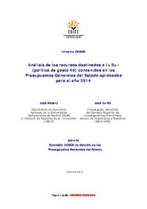 Análisis de los recursos destinados a I+D+i (política de gasto 46