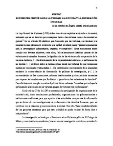 Anexo 7. Recomendaciones hacia la verdad, la justicia y la reparación ...