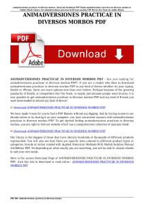 ANIMADVERSIONES PRACTICAE IN DIVERSOS MORBOS PDF