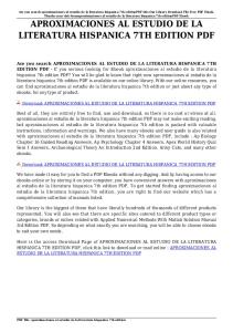 aproximaciones al estudio de la literatura hispanica 7th edition pdf