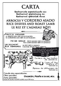 arroces y CORDERO ASADO rice dishes and roast lamb le riz et l