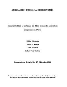 ASOCIACI´ON PERUANA DE ECONOMÍA Productividad y tratados