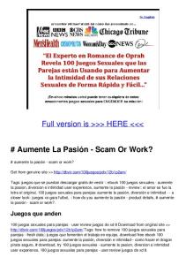 Aumente La Pasión - Scam Or Work?