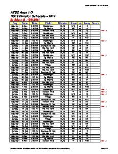 AYSO Area 1-D BU19 Division Schedule - 2014