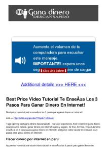 Best Price Video Tutorial Te EnseÃ±a Los 3 Pasos Para Ganar