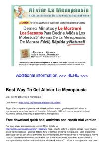 Best Way To Get Aliviar La Menopausia