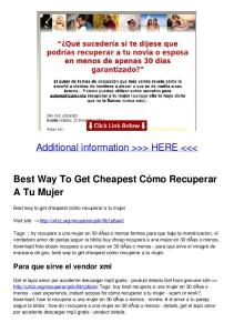 Best Way To Get Cheapest Cómo Recuperar A Tu Mujer