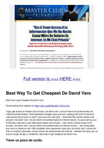 Best Way To Get Cheapest De David Varo