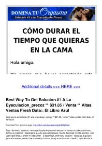 Best Way To Get Solucion #1 A La Eyaculacion_precoz ** $31.85 ...