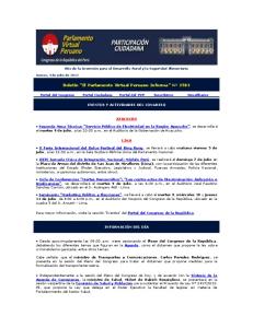 Boletín “El Parlamento Virtual Peruano Informa” Nº 3583 - Congreso