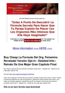 Buy Cheap La Formula Del Org. Femenino Revelada