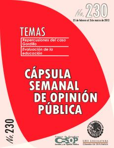 Cápsula Semanal de Opinión Pública No. 230 - Cámara de Diputados