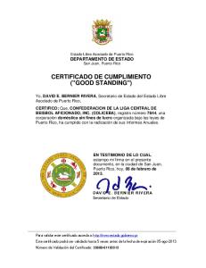 certificado de cumplimiento (