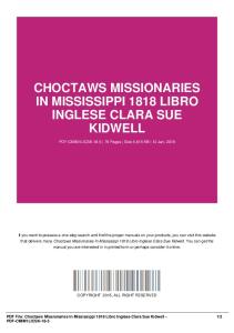 choctaws missionaries in mississippi 1818 libro inglese clara sue kidwell dbid qgm9
