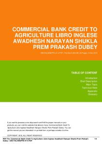 commercial bank credit to agriculture libro inglese awadhesh narayan shukla prem prakash dubey dbid ev3