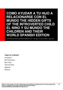 como ayudar a tu hijo a relacionarse con el mundo the hidden gifts of the introverted child el nino y su mundo the children and their world spanish ed dbid 2e2ms