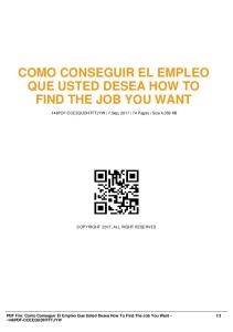 como conseguir el empleo que usted desea how to find the job you want