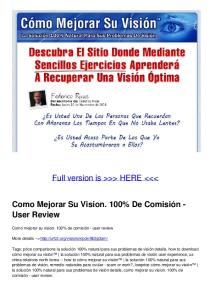 Como Mejorar Su Vision. 100% De Comisión - User Review