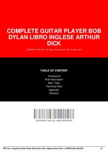complete guitar player bob dylan libro inglese arthur dick dbid xht4