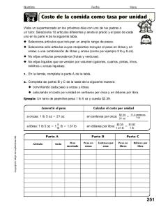 Costo de la comida como tasa por unidad