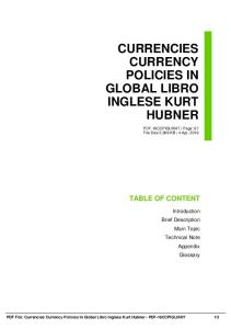 currencies currency policies in global libro inglese kurt hubner dbid 2ldc4