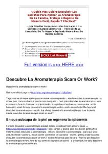 Descubre La Aromaterapia Scam Or Work?