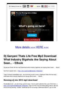 Dj Ganyani Thats Life Free Mp3 Download What