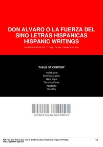 Don Alvaro O La Fuerza Del Sino Letras Hispanicas Hispanic