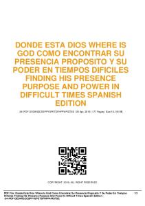 donde esta dios where is god como encontrar su presencia proposito y su poder en tiempos dificiles finding his presence purpose and power in difficult dbid 2xtx9