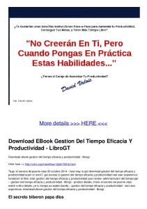 Download EBook Gestion Del Tiempo Eficacia Y