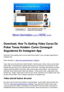 Download, How To Getting Video Curso De Poker