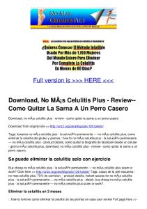 Download, No MÃ¡s Celulitis Plus - Review-- Como