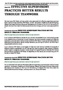 effective supervisory practices better results through teamwork pdf