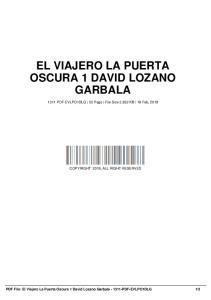 El Viajero La Puerta Oscura 1 David Lozano Garbala