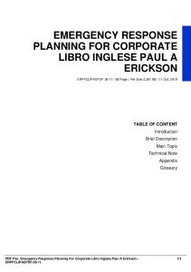 emergency response planning for corporate libro inglese paul a erickson dbid l5z1p