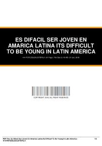 es difacil ser joven en amarica latina its difficult to be young in latin