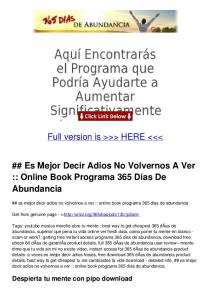 Es Mejor Decir Adios No Volvernos A Ver :: Online Book Programa