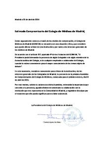 Estimado Compromisario del Colegio de Médicos de Madrid,