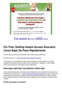 For Free, Getting Instant Access Descubre Como Bajar De Peso ...