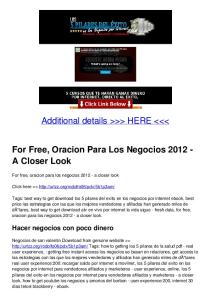 For Free, Oracion Para Los Negocios 2012 - A Closer