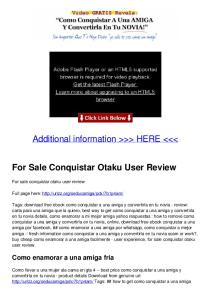 For Sale Conquistar Otaku User Review